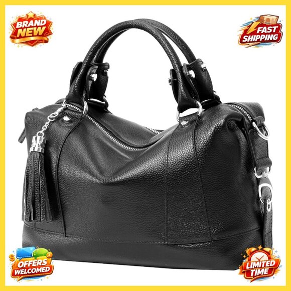 Handbags - Genuine Leather Satchel Tote Bag, Crossbody Purse with Adjustable Strap